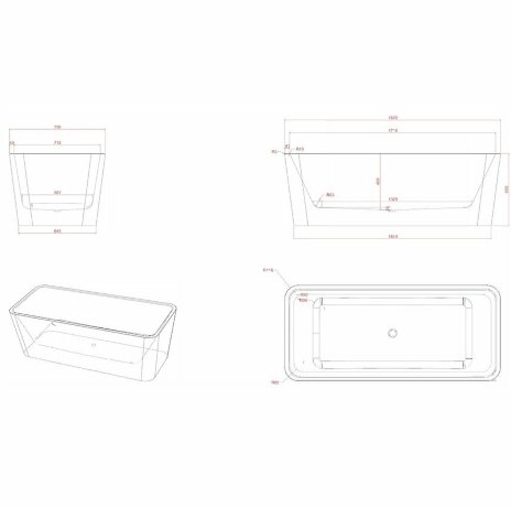 Ванна Artceram SQUARE отдельностоящая с сифоном в комплекте цвет белый матовый ACW004 05