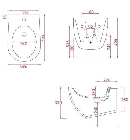 Биде Artceram File 2.0 подвесное с одним отверстием цвет Grey Olive FLB001 15 00