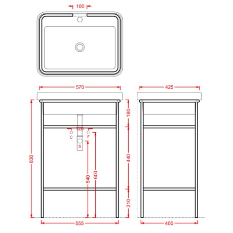 Консоль Artceram Fuori Scala для прямоугольной раковины цвет матовый черный ACA056 17