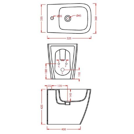 Биде Artceram A16 напольное с одним отверстием цвет белый ASB002 01 00