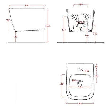 Биде Artceram A16 подвесной с одним отверстием цвет белый ASB003 01 00