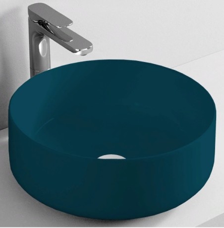 Раковина Artceram Cognac Quadro накладная без отверстий цвет Green petrolio COL001 42 00