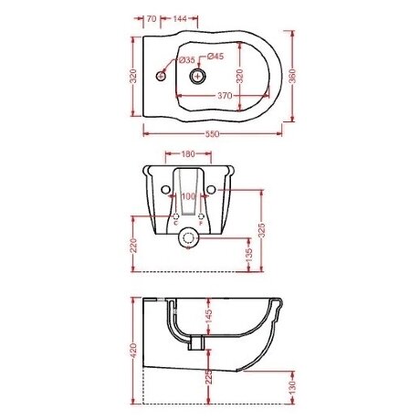 Биде Artceram Hermitage подвесной с одним отверстием цвет белый HEB003 01 00