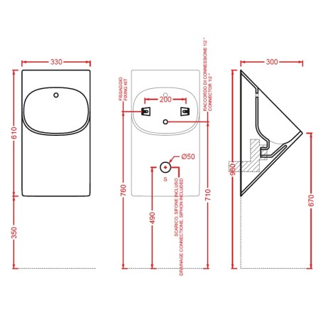 Писсуар Artceram La Fontana подвесной с сифоном и креплением цвет белый LFO002 01 00