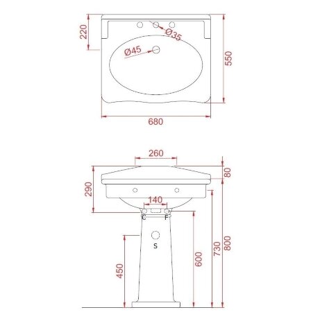 Раковина Artceram Hermitage на пьедестал/консоль с одним отверстием цвет белый HEL002 01 00