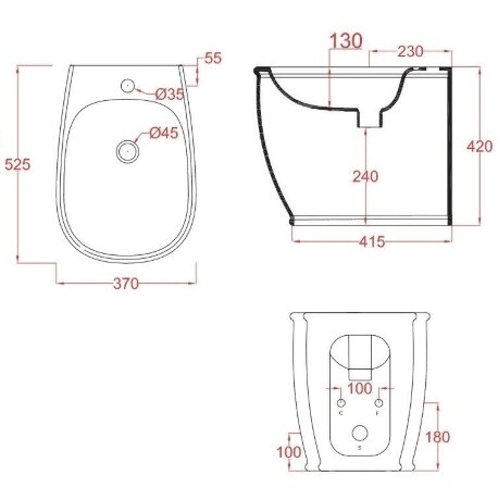 Биде Artceram Azuley напольное с одним отверстием цвет белый AZB002 01 00
