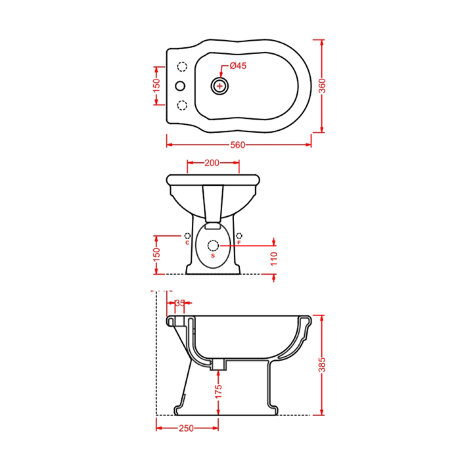 Биде Artceram Hermitage напольное с одним отверстием цвет черный HEB002 03 00