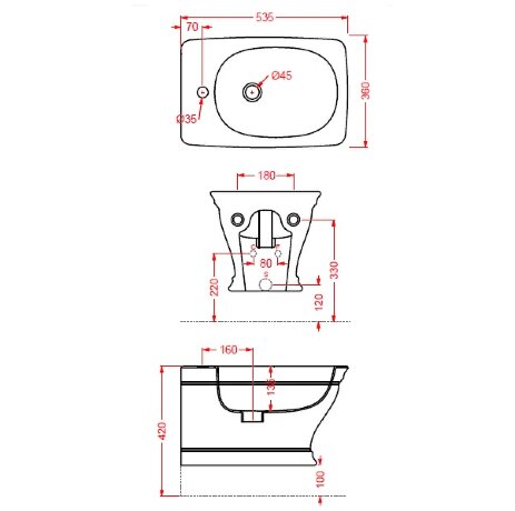 Биде Artceram Civitas подвесной с одним отверстием цвет белый CIB001 01 00