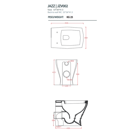 Унитаз Artceram Jazz приставной цвет белый JZV002 01 00