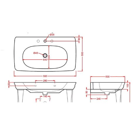 Раковина Artceram Civitas на консоль с одним отверстием цвет черный CIL002 03 00