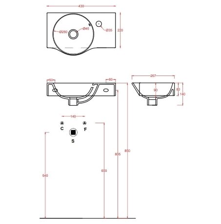 Раковина Artceram LAVAMANI UNION подвесная с одним отверстие цвет белый LML001 01 00
