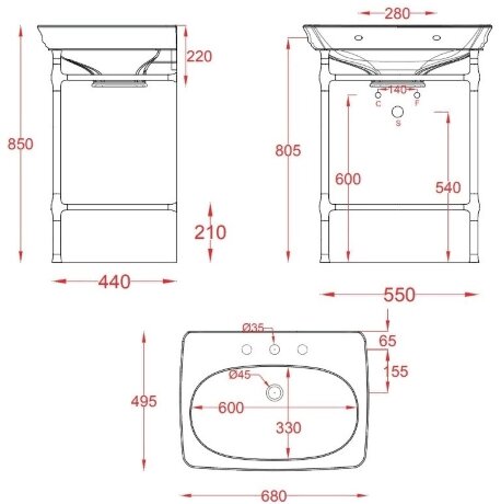 Раковина Artceram Civitas на пьедестал/консоль с одним отверстием цвет белый CIL001 01 00