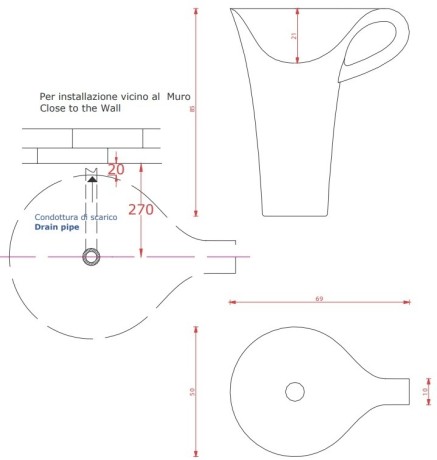 Раковина Artceram One Shot напольная без отверстий цвет черный/белый OSL004 01 50