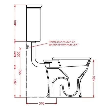 Бачок Artceram Civitas на средней трубе цвет белый CIC007 01 00