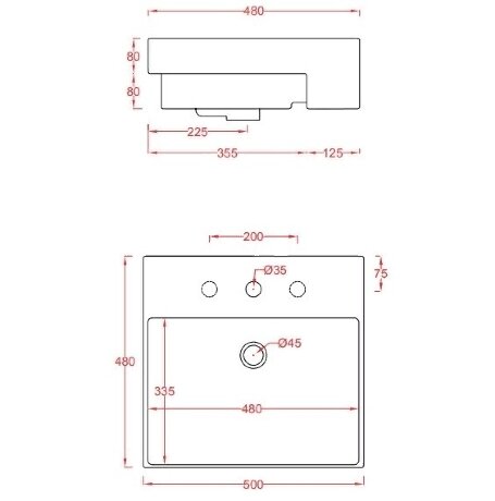 Раковина Artceram Quadro полувстраиваемая сверху с одним отверстием цвет белый QUL004 01 00