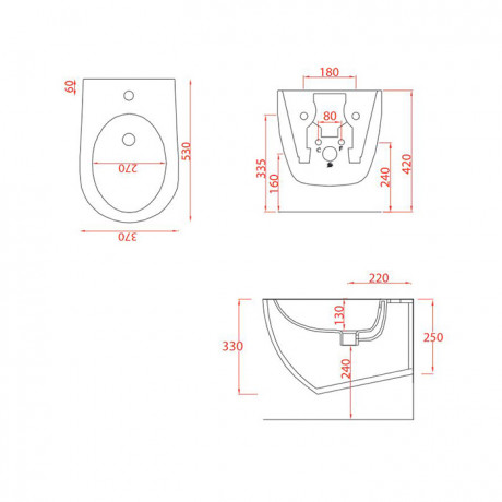Биде Artceram File 2.0 подвесной с одним отверстием цвет brown matera FLB001 41 00