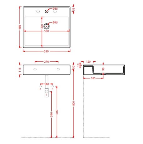 Раковина Artceram Scalino подвесная/накладная с одним отверстием цвет белый SCL007 01 00