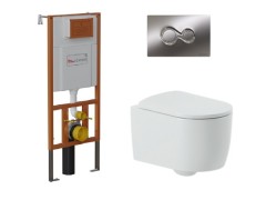 Комплект Artceram Monet: унитаз MNV001 01 00 подвесной безободковый + инсталляция + клавиша хром