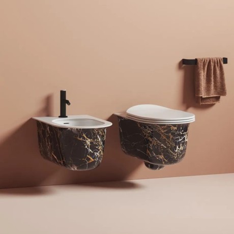 Биде Artceram CHIC подвесной с одним отверстием цвет Portoro gold CHB001 48 00