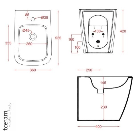 Биде Artceram A16 напольное с одним отверстием цвет черный матовый ASB002 17 00